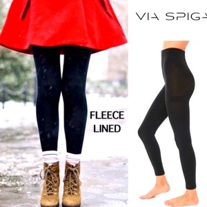 🎁FREE❤️‍🔥NEW - VIA SPIGA BLACK FLEECE LINED LEGGINGS A2C S/M